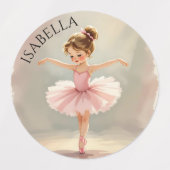 Cute Little Girl Ballerina in Pink Tutu ラベル (デザイン1)