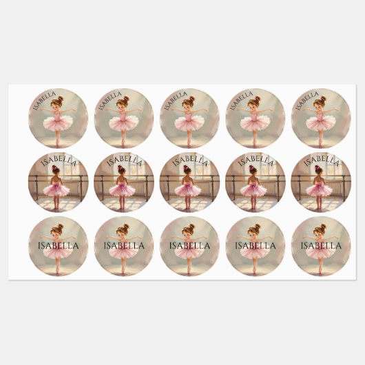 Cute Little Girl Ballerina in Pink Tutu ラベル (シート)