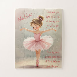 Cute Little Girl Ballerina in Pink Tutu and Poem  ジグソーパズル