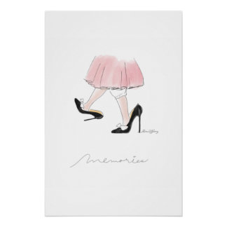 Cute Little Girl Playing in Mom’s High Heels Water ポスター