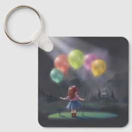 Cute Little Girl with Balloons キーホルダー