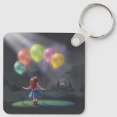 Cute Little Girl with Balloons キーホルダー (裏面)