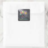 Cute Little Girl with Balloons スクエアシール (バッグ)