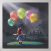 Cute Little Girl with Balloons ポスター (正面)