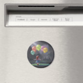 Cute Little Girl with Balloons マグネット (インサイチュ (食洗機))