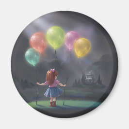 Cute Little Girl with Balloons マグネット