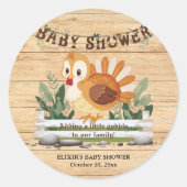 Cute Little Gobble Turkey Baby Shower ラウンドシール (正面)