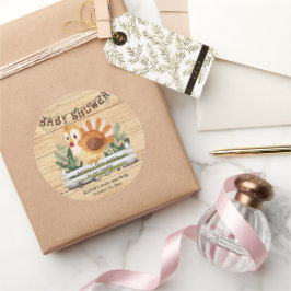 Cute Little Gobble Turkey Baby Shower ラウンドシール