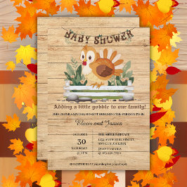 Cute Little Gobble Turkey Baby Shower 招待状