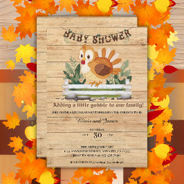 Cute Little Gobble Turkey Baby Shower 招待状