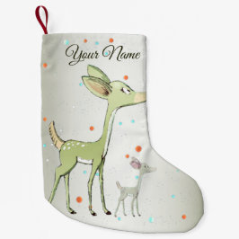 Cute Little Green Deers Winter Holidays  スモールクリスマスストッキング