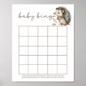 Cute Little Hedgehog Baby Bingo Baby Shower Game ポスター (正面)