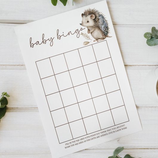 Cute Little Hedgehog Baby Bingo Baby Shower Game ポスター