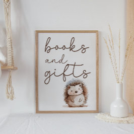 Cute Little Hedgehog Baby Shower Books Gifts Sign ポスター
