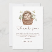 Cute Little Hedgehog Baby Shower Thank You カード (正面)