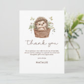 Cute Little Hedgehog Baby Shower Thank You カード (スタンド正面)