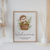 Cute Little Hedgehog Baby Shower Welcome Sign ポスター