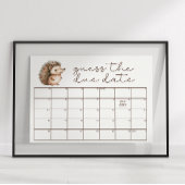 Cute Little Hedgehog Guess Due Date Baby Shower ポスター