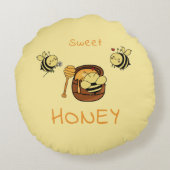 Cute Little Honeybee With Sweet Honey ラウンドクッション (裏面)