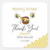 Cute Little Honeybee With Sweet Honey Baby Shower スクエアシール (正面)