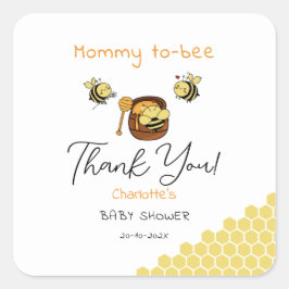 Cute Little Honeybee With Sweet Honey Baby Shower スクエアシール