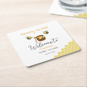 Cute Little Honeybee With Sweet Honey Baby Shower スクエアペーパーコースター (アングル)