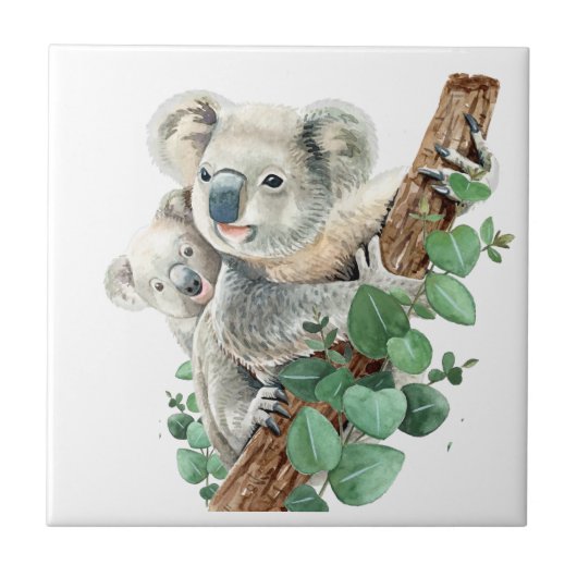 Cute Little Koala Bear Australian Animal Art    タイル (正面)