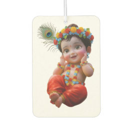 Cute Little Krishna Traditional Indian Art Poster カーエアーフレッシュナー