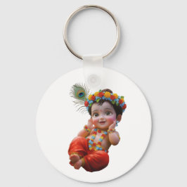 Cute Little Krishna Traditional Indian Art Poster キーホルダー
