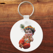 Cute Little Krishna Traditional Indian Art Poster キーホルダー (裏面)