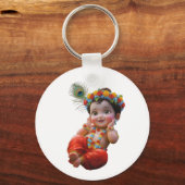 Cute Little Krishna Traditional Indian Art Poster キーホルダー (正面)