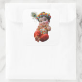 Cute Little Krishna Traditional Indian Art Poster スクエアシール (バッグ)
