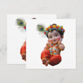 Cute Little Krishna Traditional Indian Art Poster 招待状 (正面/裏面)