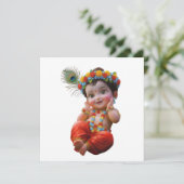 Cute Little Krishna Traditional Indian Art Poster 招待状 (スタンド正面)
