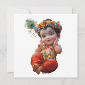 Cute Little Krishna Traditional Indian Art Poster 招待状 (裏面)