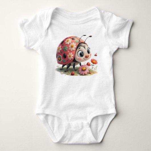 Cute Little Ladybug Baby Bodysuit - Sweet Nature I ベビーボディスーツ (正面)
