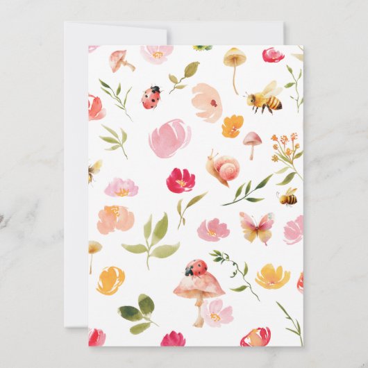 Cute Little Lovebug Spring Garden Baby Shower 招待状 (裏面)