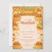 Cute Little Meatball Baby Shower 招待状 (正面)