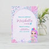 Cute Little Mermaid Under The Sea Birthday Party 招待状 (スタンド正面)