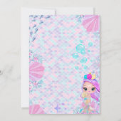 Cute Little Mermaid Under The Sea Birthday Party 招待状 (裏面)