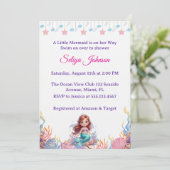 Cute Little Mermaid Under the Sea Girl Baby Shower 招待状 (スタンド正面)