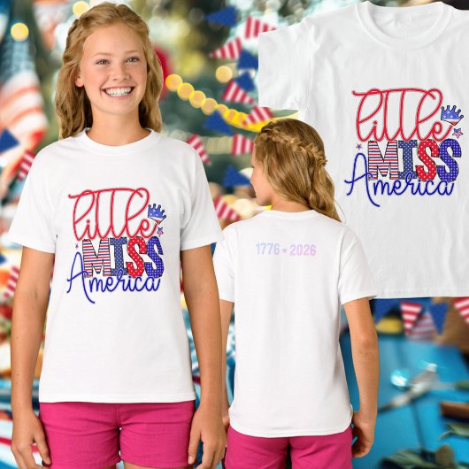 Cute Little Miss America 250 1776 to 2026 Tシャツ