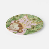 Cute Little Monkey Its A Girl Tropic Pink  ペーパープレート (アングル)