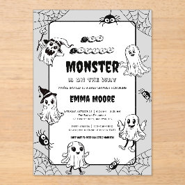 Cute Little Monster Baby Shower Illustration アクリル招待状