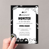 Cute Little Monster Baby Shower Illustration アクリル招待状 (インサイチュ (ポータブル))