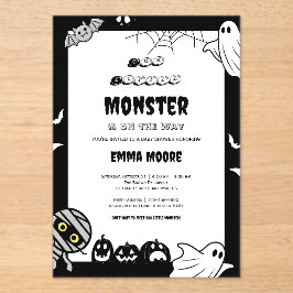 Cute Little Monster Baby Shower Illustration アクリル招待状