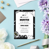 Cute Little Monster Baby Shower Illustration アクリル招待状 (インサイチュ (ウェディング))