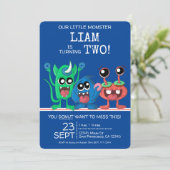 Cute Little Monster Boys Donut 2nd Birthday 招待状 (スタンド正面)