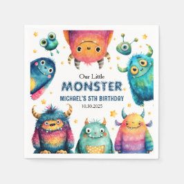 Cute Little Monster Cartoon Kids' Birthday Party  スタンダードカクテルナプキン