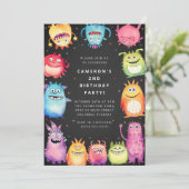 Cute Little Monster Kids Birthday Invitation 招待状 (スタンド正面)